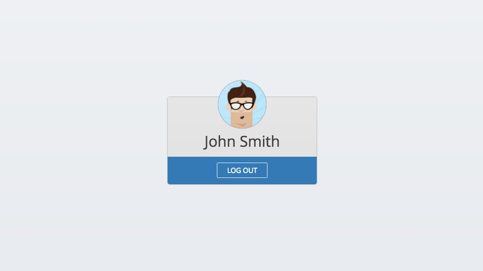 Logout page with Gravatar picture