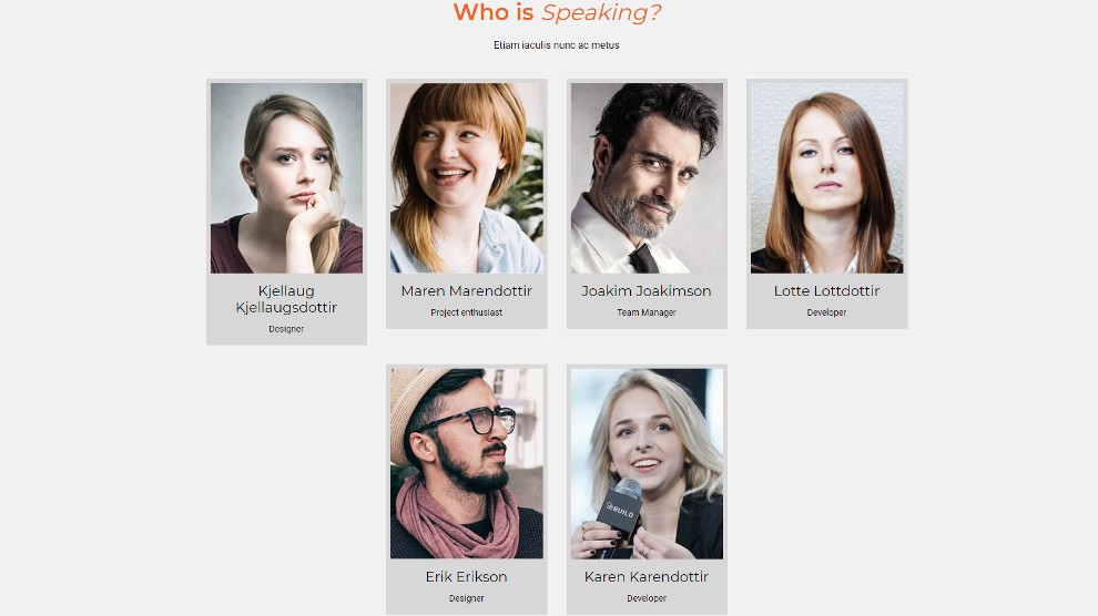 A list of speakers