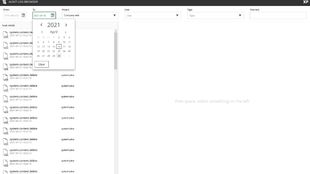 Audit log browser screenshot 1