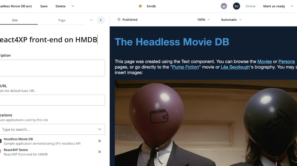Screenshot from the React4XP tutorial