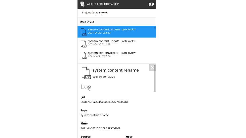 Audit log browser screenshot 2