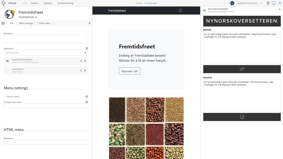 Content studio with the widget open showing manual translation