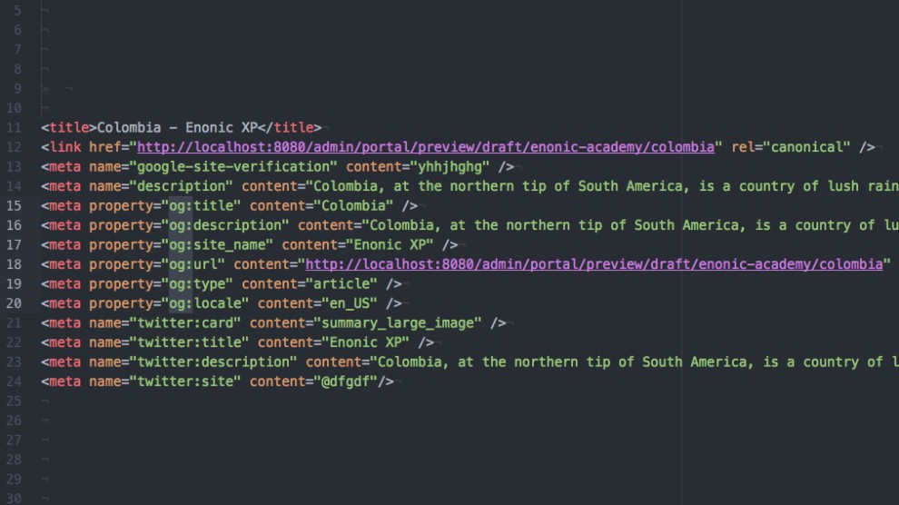 An example of some of the possible meta fields this app can generate, and let any web editor customise.